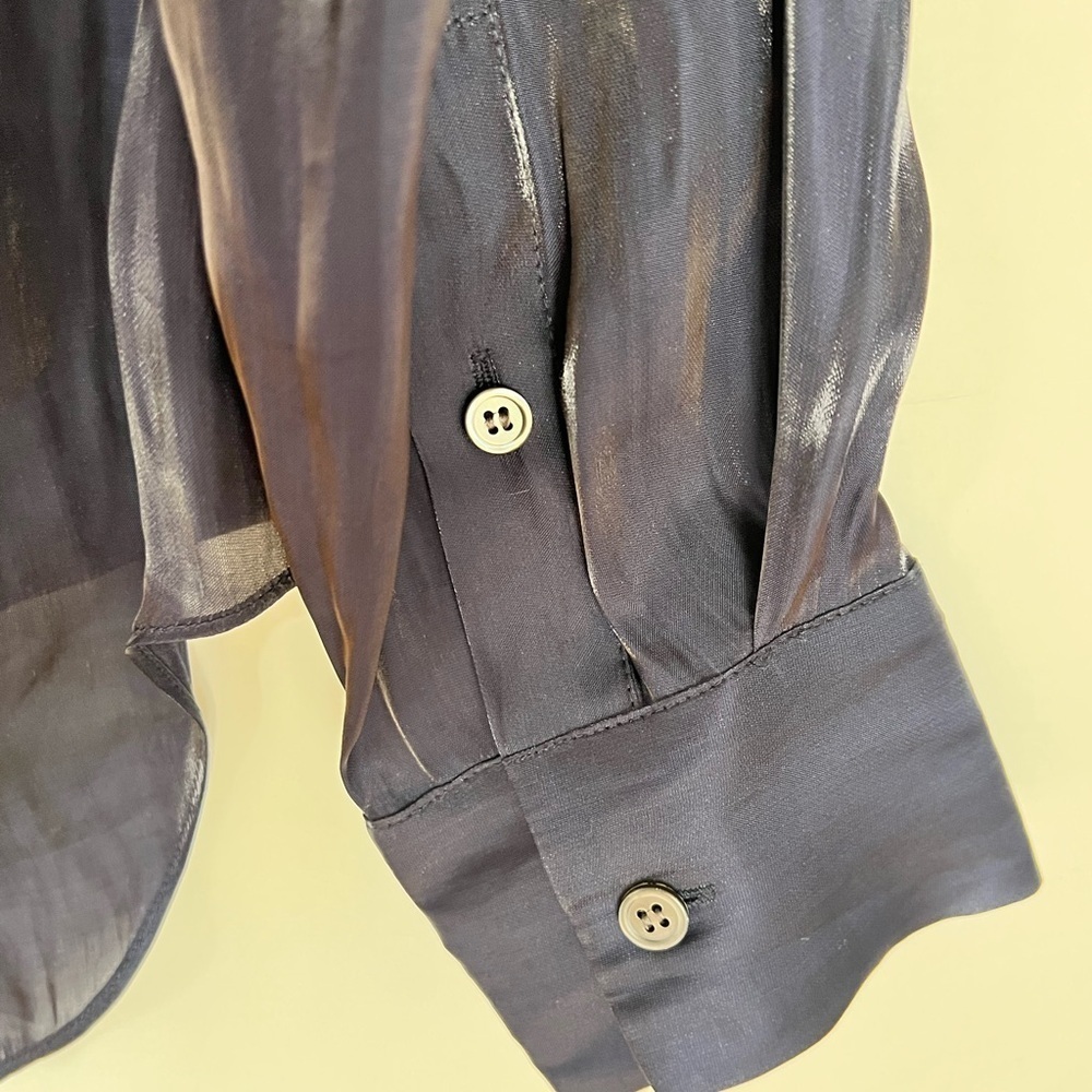 Theory Elegant Dark Blue Button-Up Shirt - Picture 5 of 6
